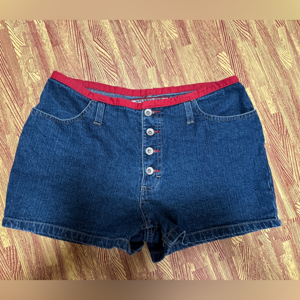 Women's Blue Jean Shorts with Red Trim